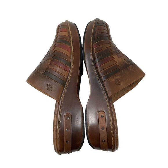 BORN Yucatan 10 / 42 Clog Slide Wedge Woven BrownLeather Comfort Shoes Womens - Picture 14 of 16